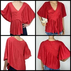 Anthro MOTH Flutter Sleeve Wrap Sweater Blouse Top